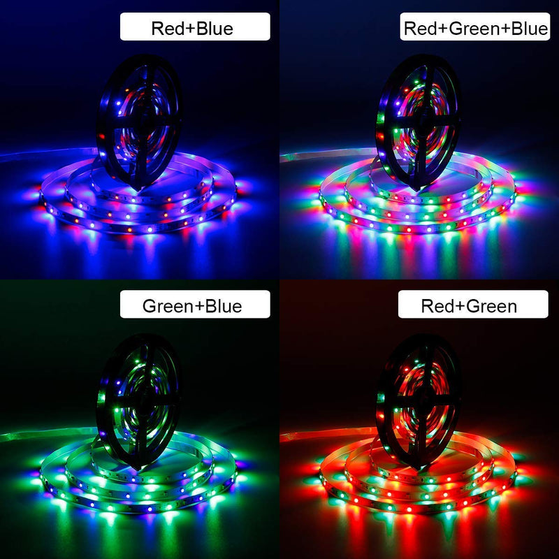 [AUSTRALIA] - LED Strip Light Battery Powered Rainbow Effect RGB Flexible Color Changing Rope Lighting TV Backlight 5M /16.4 FT Waterproof Dimmable with RF Remote Controller for Indoor Outdoor Decoration 