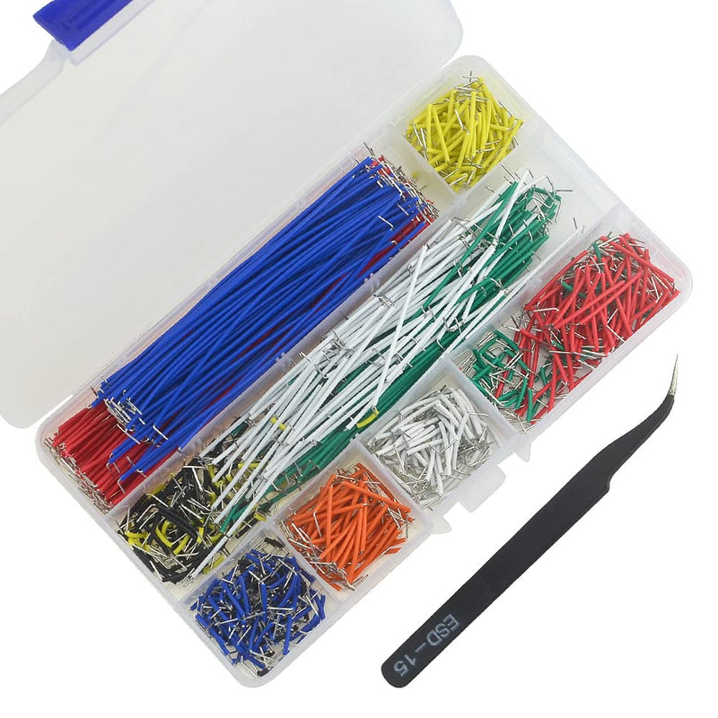 XINGYHENG 560Pcs 8 Colors 14 Kinds 2.54mm Jumpers Wire Kit Breadboard Circuit Board Jumpers Wire PVC Soldering Double-end Tinning Connector Cable(PCB Jump Circuit Board Cable Wire Set) with a Tweezer
