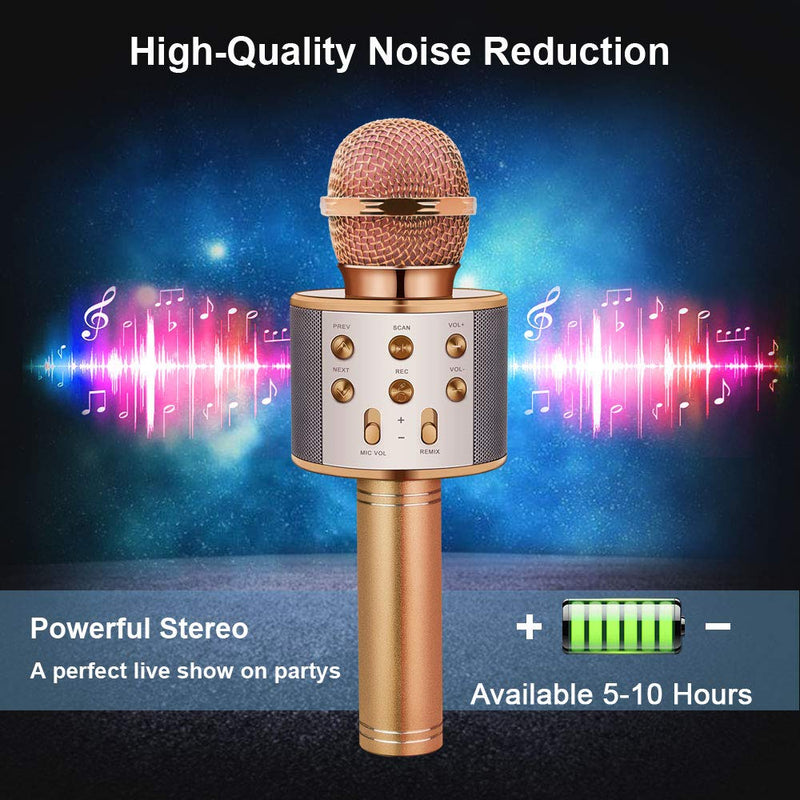 [AUSTRALIA] - Dolanus Wireless Portable Handheld Bluetooth Karaoke Microphone - Best Gift Rose Gold 