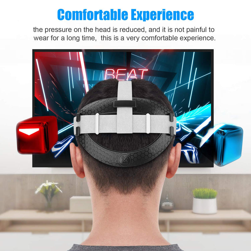 AMVR Head Strap for Oculus Quest 2, Soft TPU Elite Strap Replacement Lightweight VR Accessories Compatible with Meta Quest 2 Headset, Reduce Head Pressure to Enhance Comfort and Game Experience（Grey） Black