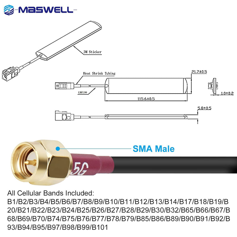 [AUSTRALIA] - Maswell 5G NR Antenna Adhesive Patch for 4G LTE 3G and WiFi 600-4900MHz Adhesive Mount 