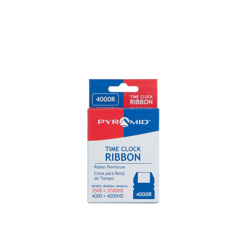 Pyramid Time Systems 4000R Genuine Replacement Ribbon for 3000HD, 3500, 3700, 4000, 4000HD Time Clocks, Black, lasts 60% longer than Compatible Replacement ribbon, 9.84ft. ribbon length (PTI4000R)