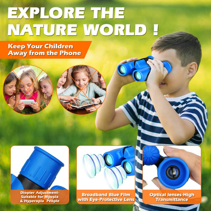 [AUSTRALIA] - Compact Mini Binoculars for Kids – 8x21 Zoom Kids Binoculars Toy Gift Shock Proof for 3-15 Years Old Boys Girls Bird Watching Sporting Events Children Best Present (Blue) 