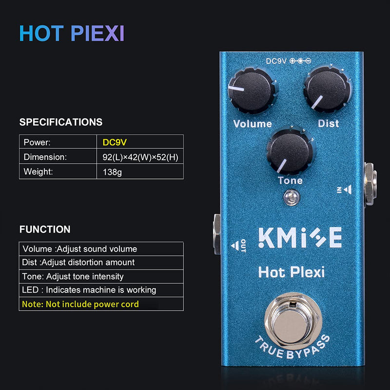 lotmusic Hot Plexi Electric Guitar Effects Pedal Mini Single Type DC 9V True Bypass Azure Blue
