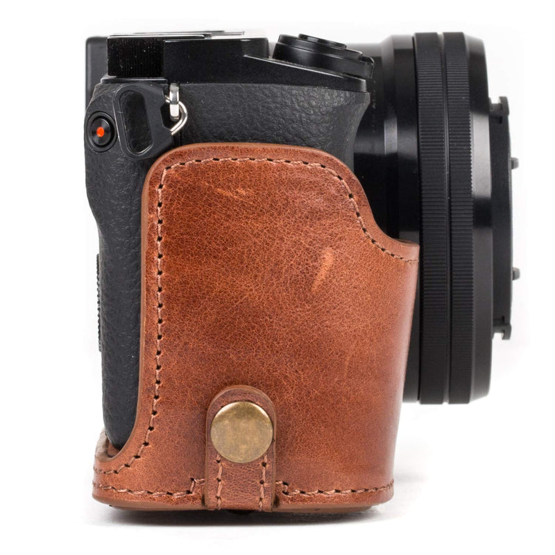 MegaGear Ever Ready MG559 Genuine Leather Camera Case, Bag for Sony Alpha A6000, A6300 with 16-50mm (Dark Brown) Dark Brown