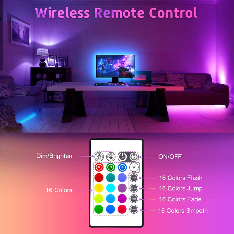 [AUSTRALIA] - TV Led Backlight 14.3 Feet, App Control Music Sync for 65-75in TV/PC with Remote, RGB 5050 USB Led Strip Lights for TV, Bedroom, Gaming Room, Home Decoration Bias Lighting 