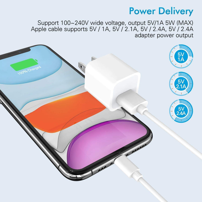 iPhone Charger,2Pack Apple MFi Certified Lightning to USB Fast Charging Data Sync Transfer Cable with USB Wall Charger Travel Plug Compatible iPhone 12/12 Pro/11/11 Pro/Xs Max/XR/X/8/8Plus/iPad/iPod