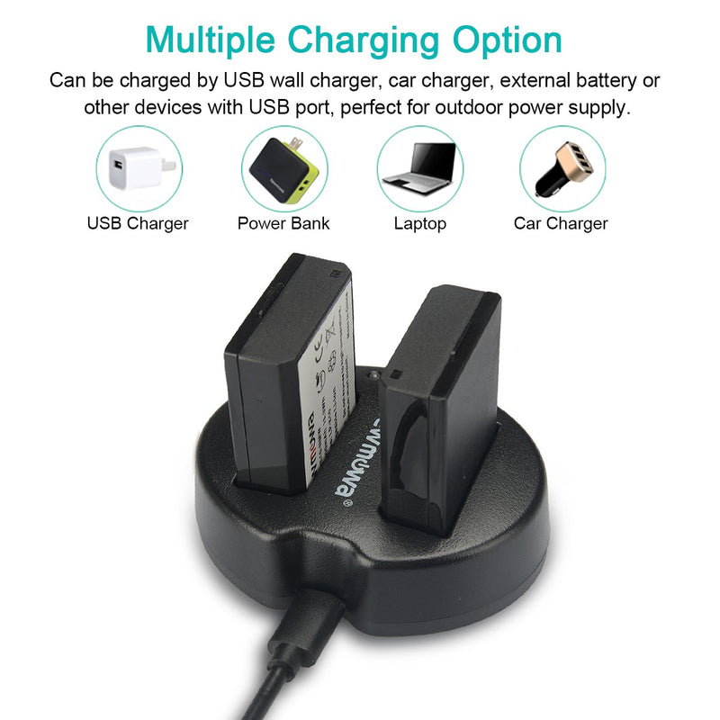 LP-E10 Newmowa Replacement Battery (2 Pack) and Dual USB Charger for Canon EOS Rebel T3 T5 1100D 1200D Kiss X50