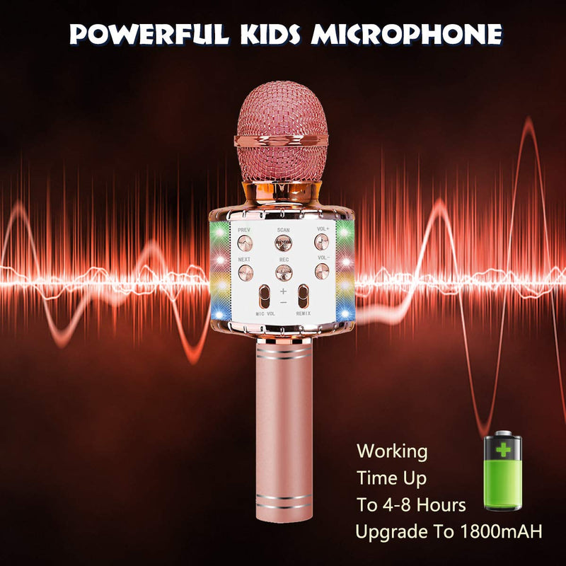 Vailge Microphone for Kids Wireless Microphone with Dancing LED Lights, Kids Microphone Machine Compatible with Android iOS Devices, Mic for Kids Party KTV (Pink) Pink