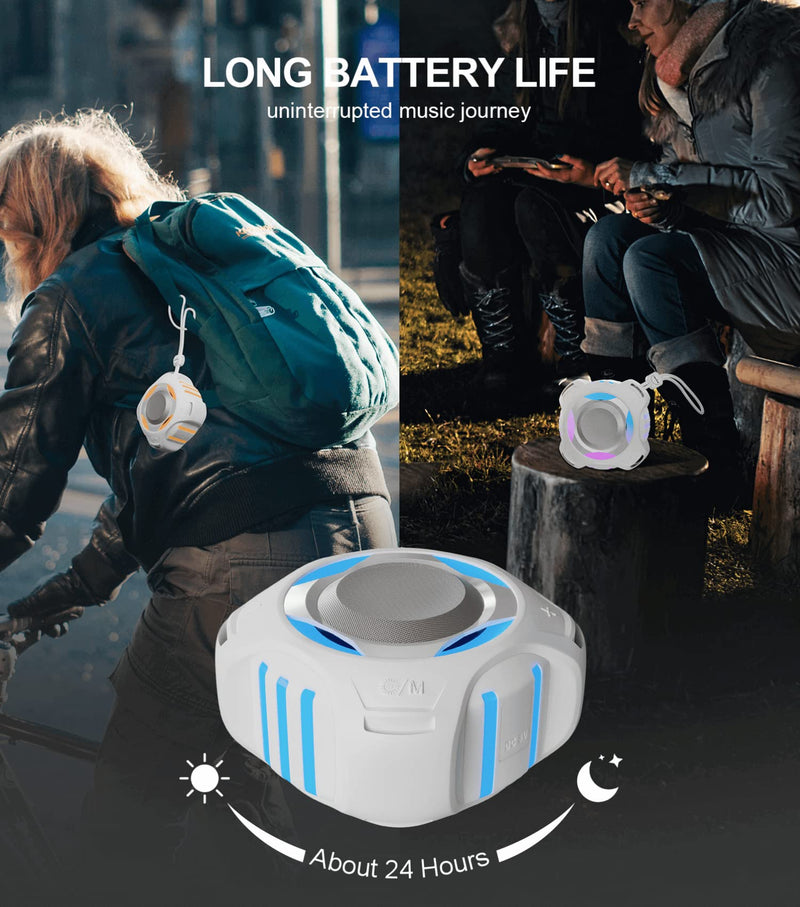 Shower Bluetooth Speaker, Portable IPX7 Waterproof Speaker with Multiple Light, Floating, Wireless Speaker with Punchy Bass and Loud HD Sound 2000mAh for Travel Beach Shower, Gift for Men, Women Space Gray