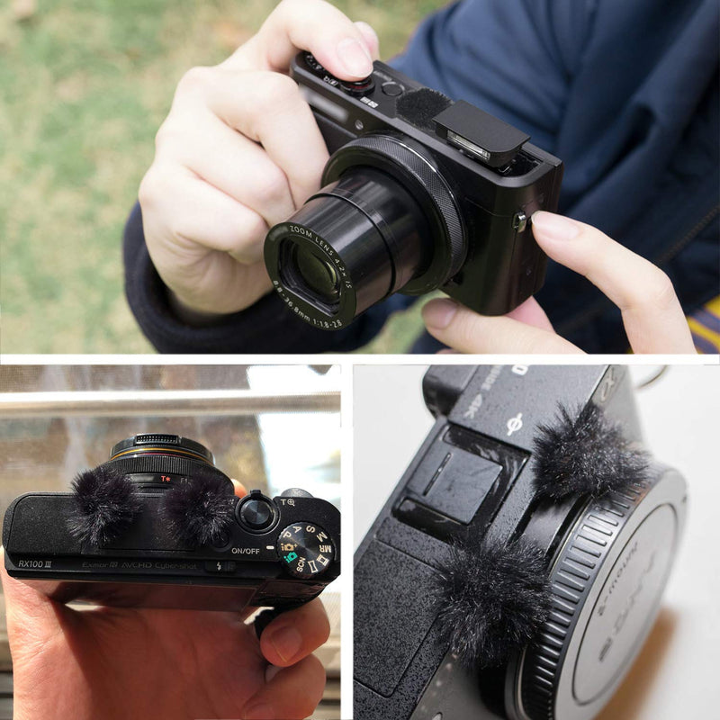 YOUSHARES Camera Mic Windscreen, 8 PCS Fur Wind Muff Wind Cover for DSLR Built-in Microphone Outdoor Wind Filter