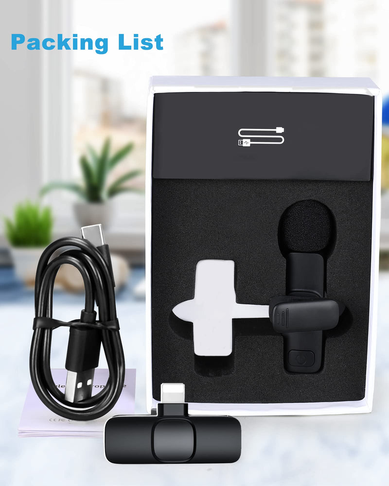 [AUSTRALIA] - ponovo Wireless Lavalier Microphone Compatible with iPhone, Lapel Clip-on Mic for Phone Video Recording TikTok YouTube Live Stream Vlog(NO App/Bluetooth Needed) 