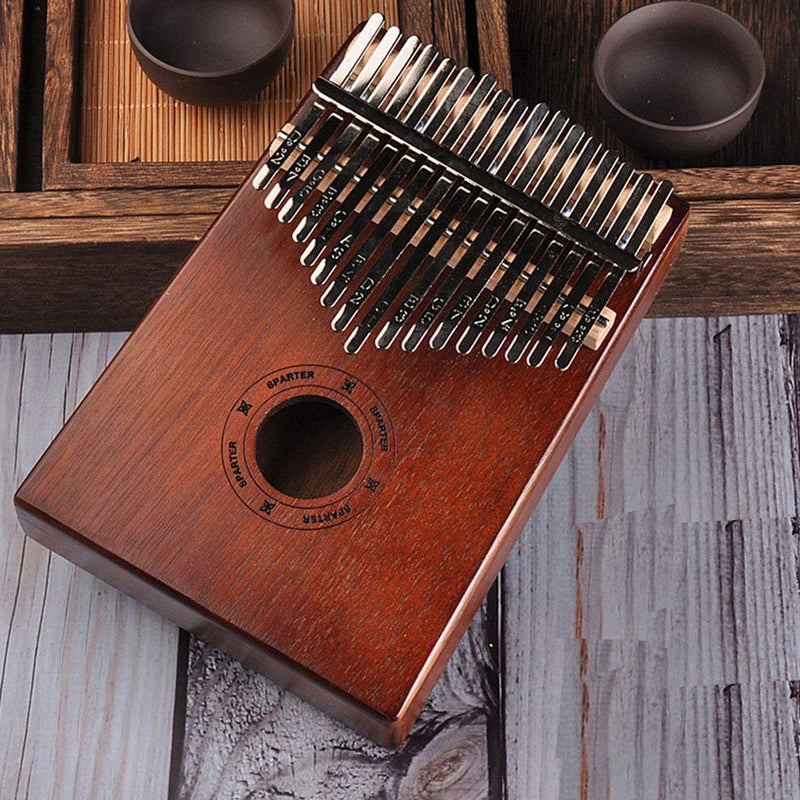 Kalimba 17 Keys Thumb Paino Made By Solid Mahogany with Study Instruction and Tune Hammer, Portable Mbira Sanza African Wood Finger Piano (coffe)
