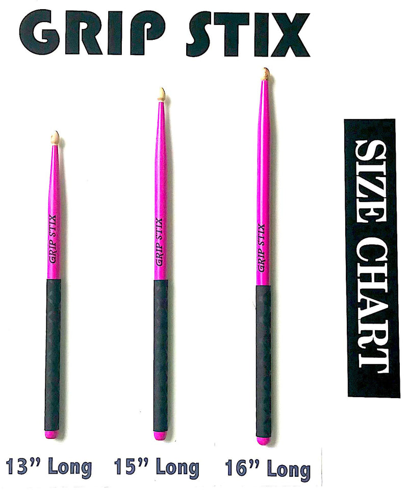 GRIP STIX 15" Long PINK SPARKLE Non-Slip Drumsticks - Ideal for Drumming, Cardio Fitness, Pound Fit, Aerobic & Workout Exercises 15-in.