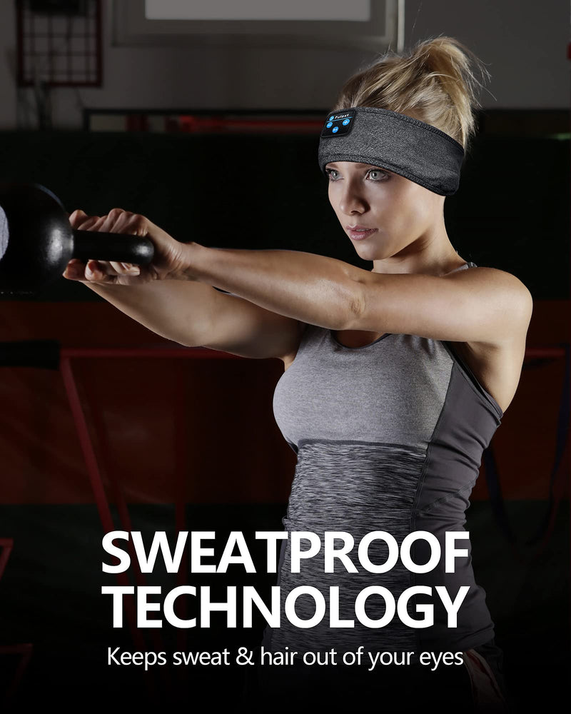 Sleeping Headphones Bluetooth Headband, Perytong Soft Sleep Headphones Headbands,Long Time Play Sleeping Headsets with Built in Speakers Perfect for Workout,Running,Yoga,Travel DarkGray