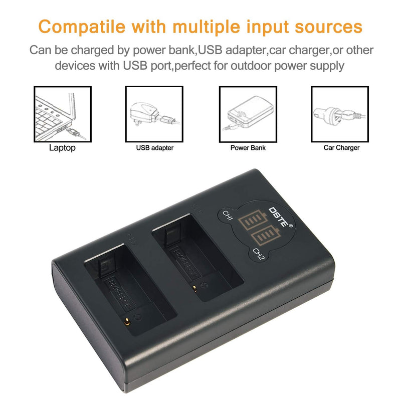 [AUSTRALIA] - DSTE Replacement for 2X DMW-BLC12 + Dual LCD Battery Charger Compatible Panasonic Lumix DMC-G5 DMC-G6 DMC-G7 DMC-GH2 DMC-GX8 DMC-FZ200 DC-G90 DC-G95 