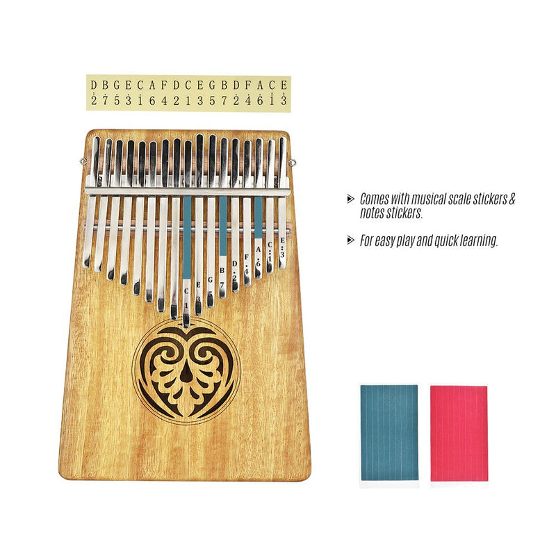 ammoon Kalimba 17 key Thumb Piano Solid Wood Finger Piano with Carry Bag Tuning Hammer Easy to Learn Portable Musical Instrument Gifts for Kids Adult Beginners AKP-17L