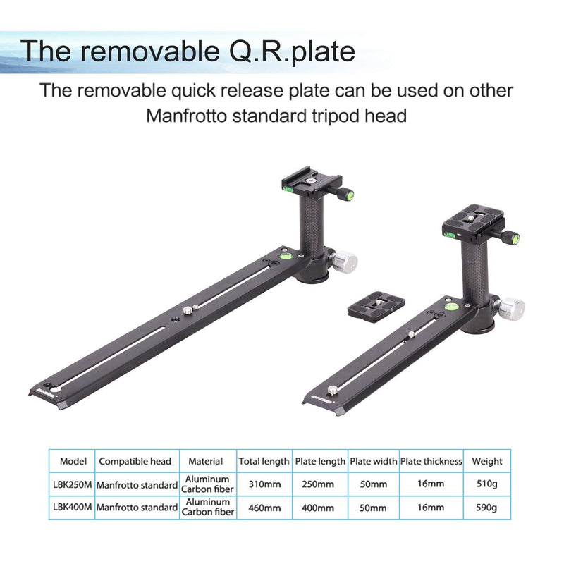 Telephoto Long-Focus Lens Bracket Clamping Pillar Camera Support Holder Nodal Slide Plate for Hydraulic Manfrotto-Standard Tripod Head (250mm) 250mm, Manfrotto