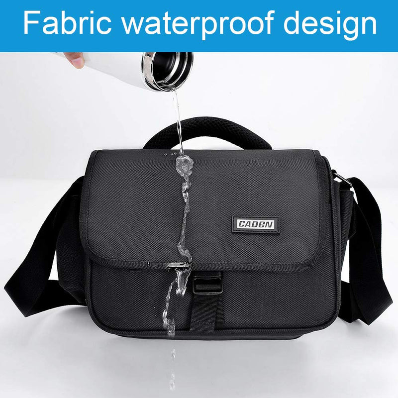 CADeN Camera Bag Case Shoulder Crossbody Bag Compatible for Nikon, Canon, Sony, DSLR SLR Mirrorless Cameras and Lenses (1.0 Black, Mdeium) 1.0 Black