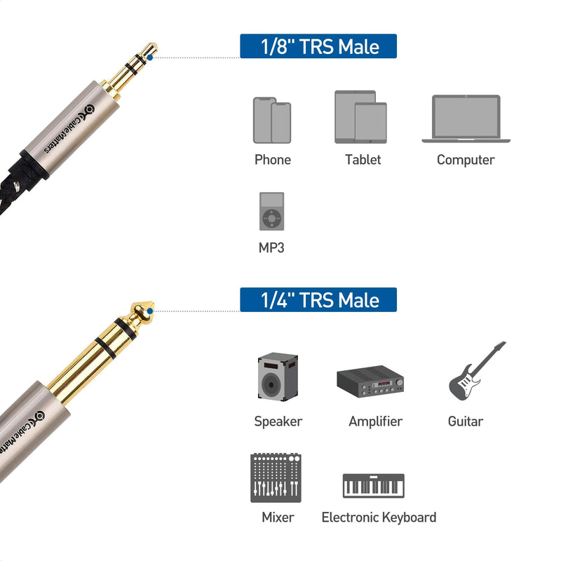 Cable Matters Premium Braided 3.5mm to 1/4 Inch Audio Cable 6 ft (1/4 to 3.5mm Cable) 6 Feet