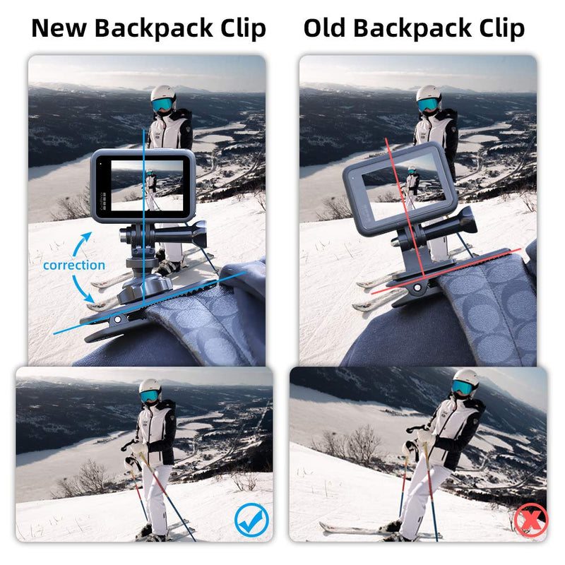 SUREWO 360° Rotation Backpack Strap Mount Quick Clip Mount Compatible with GoPro Hero 10,9,8,7, Hero(2018),6,5,4,Fusion,DJI Osmo Action 2,AKASO,Campark,Crosstour Action Cameras Newest Backpack Clip Mount for GoPro