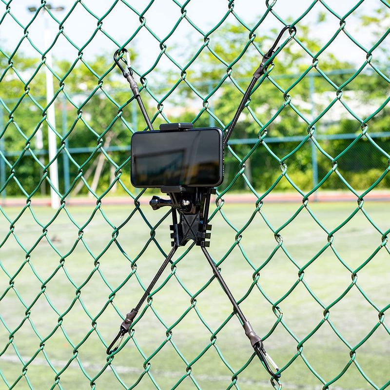 Nechkitter 2 in 1 Action Camera Chain Link Fence Mount for Gopro Action Cameras and Cell Phone, Ideal Backstop Camera Mount for Recording Baseball, Softball and Tennis Games …