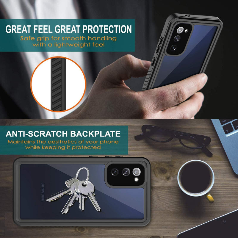 ANTSHARE for Samsung Galaxy S20 FE 5G Case Waterproof, Built in Screen Protector 360° Full Body Heavy Duty Protective Shockproof IP68 Underwater Case for Samsung Galaxy S20 FE 5G 6.5inch Black/clear