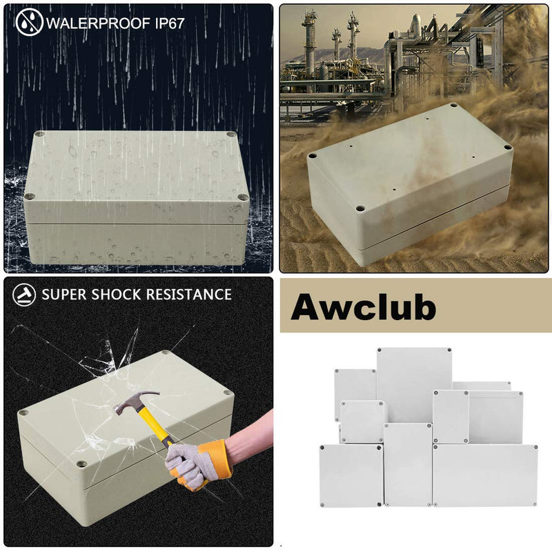 Awclub Waterproof Dustproof IP65 ABS Plastic Junction Box Outdoor Universal Electric Project Enclosure Gray 3.3"x3.2"x2.2"(83mmx81mmx56mm) 3.3"x3.2"x2.2"