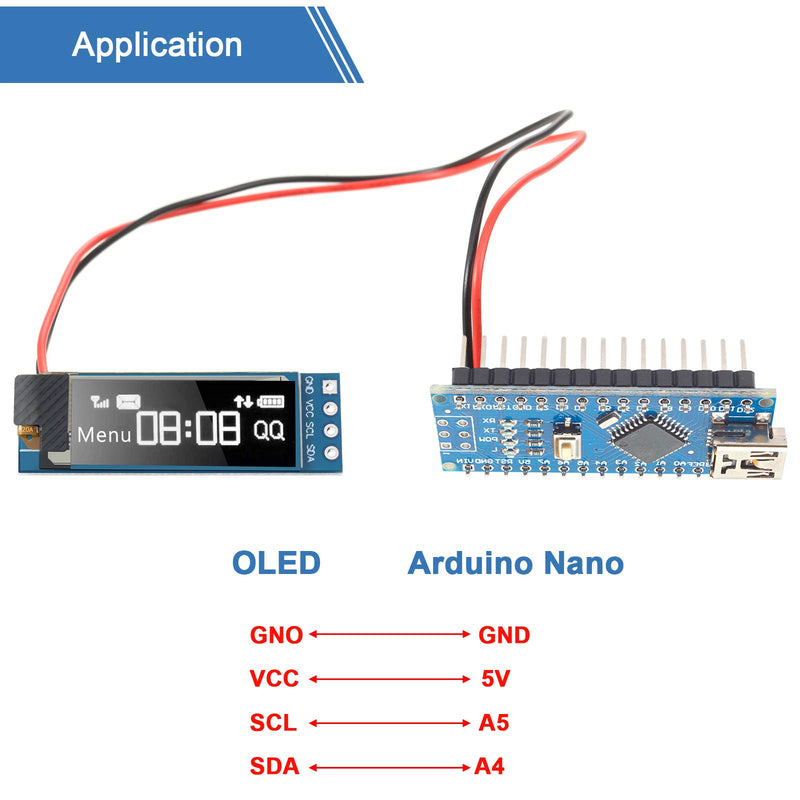 5 Pieces I2C Display Module 0.91 Inch I2C OLED Display Module I2C OLED Screen Driver DC 3.3V~5V (White Display Color) White Display Color