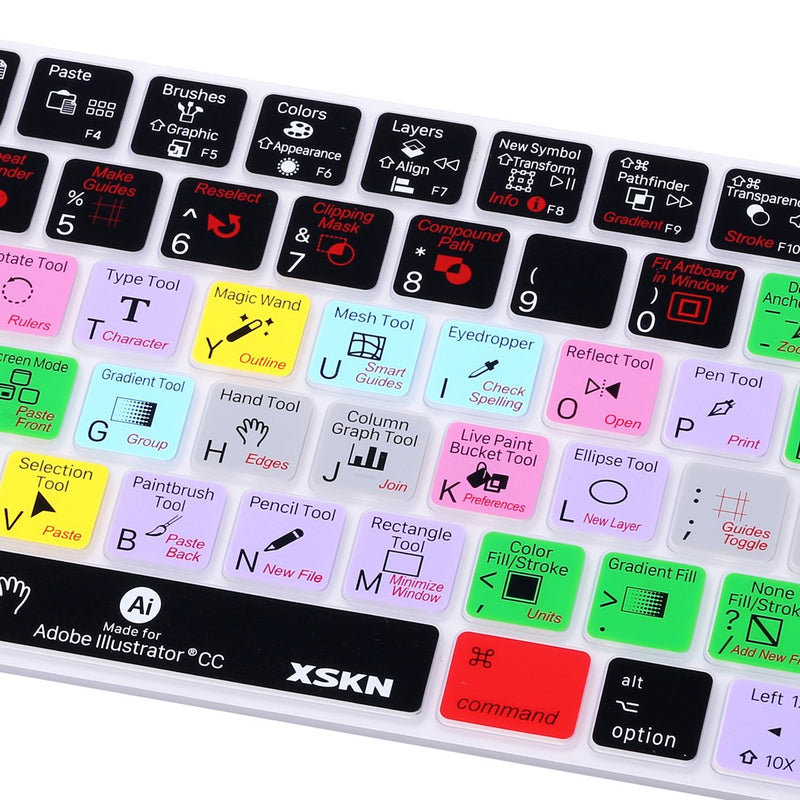 XSKN Magic Keyboard Adobe Illustrator Shortcut Keyboard Cover, Durable AI Hotkeys Silicone Keyboard Skin for Apple Magic Keyboard MLA22LL/A MLA22B/A (Not fit for Other Models)