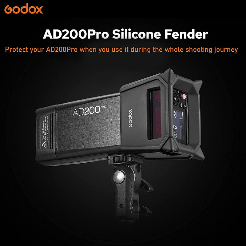 Godox AD200Pro Silicone Fender AD200Pro-PC Light Holder, Absorbing impacts & Avoiding Extrusion Specially Designed for AD200Pro Flash Kit, W/Cleaning Cloth