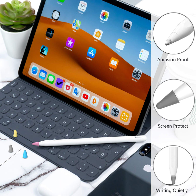 ENHENSTRE iPad Pencil Nibs Silicone Protector,Non-Slip Writing Nibs/Tip Cover Compatible with Apple Pencil 1st & 2nd Generation as (Pack of 9), Colorful Nibs Cover