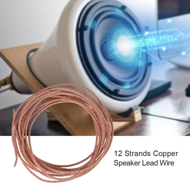 Speaker Wire Leads Subwoofer Lead Wire Cable Repair 12 strands Braided Pure Copper Wire (2 meters) 2 meters