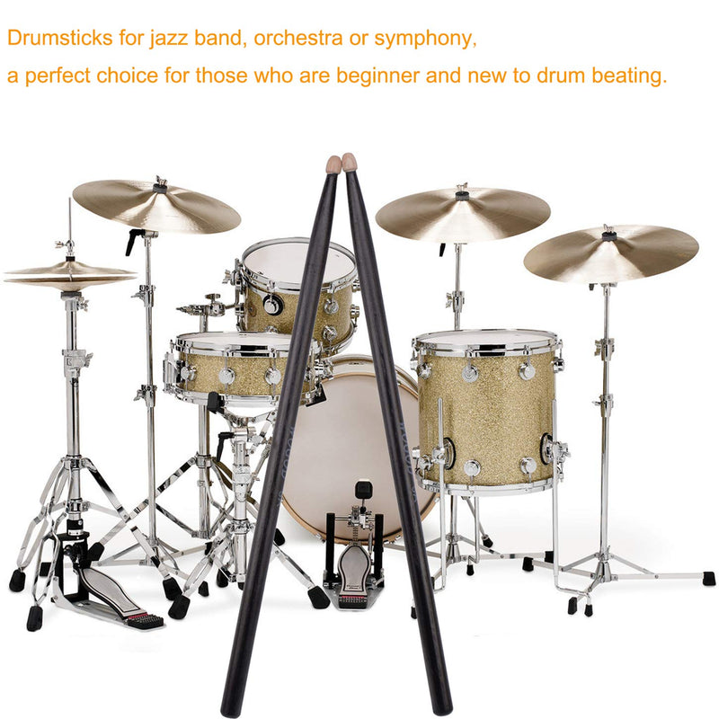 Drum Sticks 5A Drumsticks Classic Black Wood Tip Drumsticks (Black Drum Sticks)