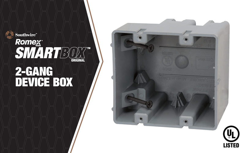 Southwire MSB2G Two Gang Device Box with Depth Adjustable, Heavy Duty 42lb