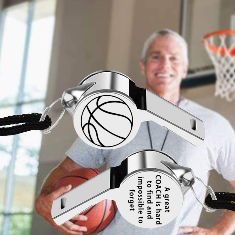 LEVLO Basketball Coach Whistles A Great Coach is Hard to Find and Impossible to Forget Whistles With Lanyard Thank You Gift For Basketbal Coach Referees Basketball Whistles