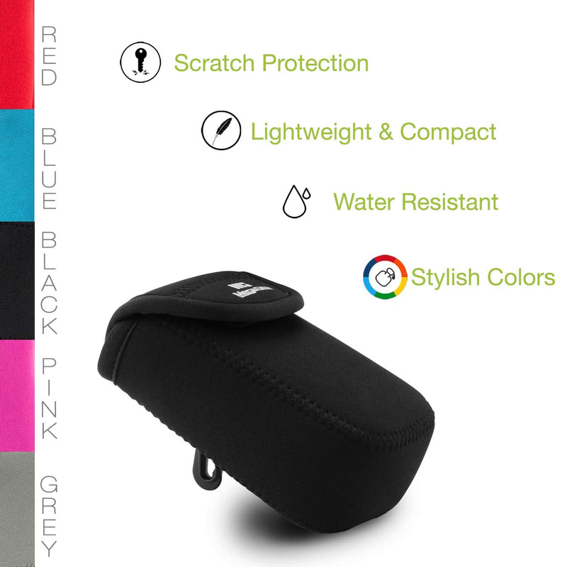 MegaGear Panasonic Lumix DMC-ZS60, DMC-TZ80 Ultra Light Neoprene Camera Case, with Carabiner (Black)