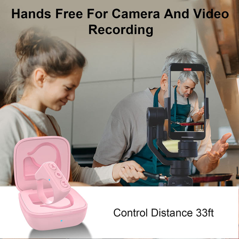 TIK Tok Bluetooth Remote Control Page Turner for iPhone Android Ipad Cell Phone Camera Remote Shutter Selfie Button, Bluetooth Ring (Pink) Pink