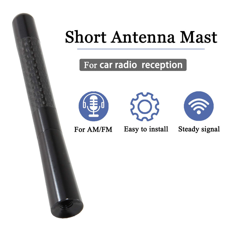 Anina 4.7” Universal Car Carbon Fiber Antenna Mast Compatible with Nissan/Ford/Dodge/Jeep/Mercedes-Benz/Toyota/Honda/Lexus for AM/FM Radio Black