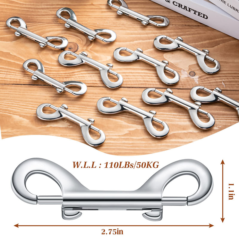 12 Pieces Double Ended Bolt Snaps Hook Zinc Alloy Double Trigger Clips Home Pet Accessory for Linking Dog Leash Collar Leash Key Chain Horse Tack Pet Sling Feed Buckets (2.75 Inch) 2.75 Inch