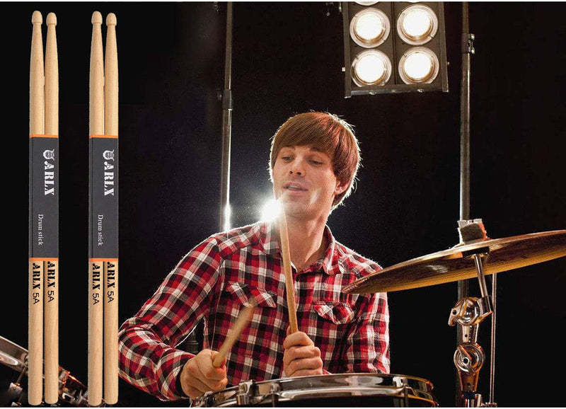 ARLX Drum Sticks 5A Wood Tip Drumstick, Maple, 2 Pair