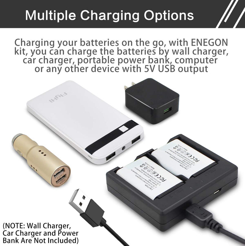 NP-BX1 ENEGON Battery (2-Pack) and Rapid Dual Charger for Sony NP-BX1 and Sony ZV-1, Cyber-Shot DSC-RX100, DSC-RX100 II/III/M4/M5/M6/M7/Ⅳ/Ⅴ/Ⅵ/Ⅶ/VA, DSC-RX100M II, HDR-CX405