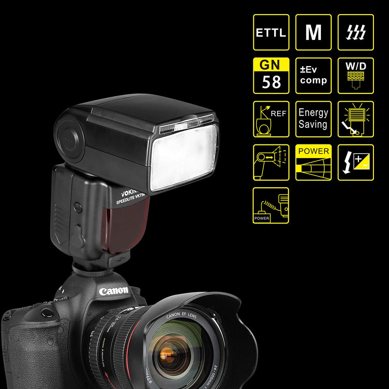 Voking VK750II TTL Camera Speedlite Flash Compatible with Canon EOS 60D 70D 77D 80D 4000D Rebel T7i T6i T6s T6 T5i T5 T4i T3i and Other DSLR Cameras