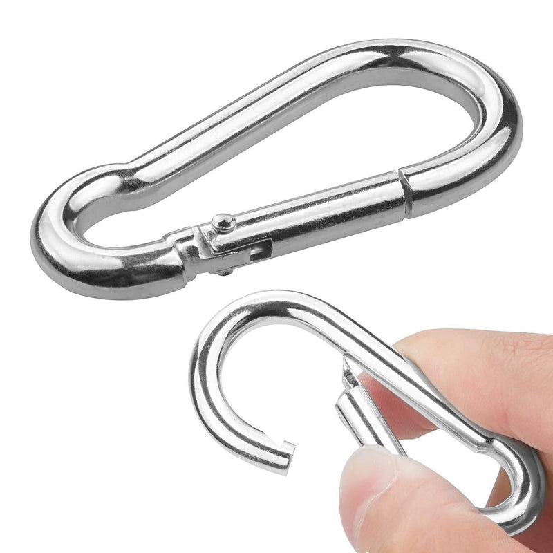 Acrux7 20 Pack 1.57inch Spring Snaps, Heavy Duty Spring Snap Hook for Connecting Hiking Traveling Fishing(200lbs Capacity, M4 x 40mm) 4x40mm Silver