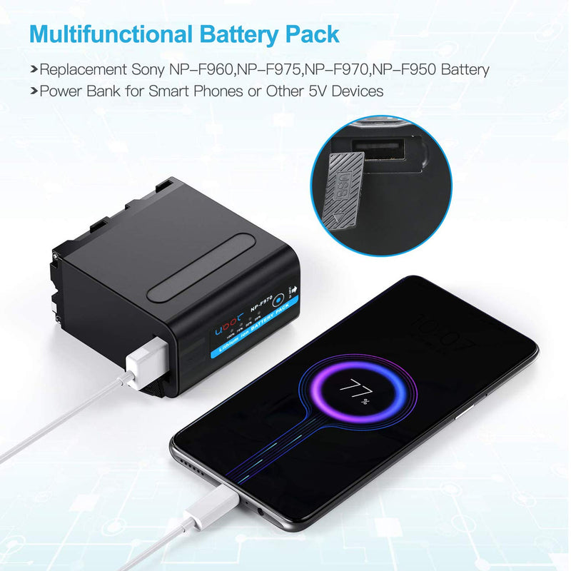 [AUSTRALIA] - Replacement NP-F970 Camcorder Battery for Sony MVC-CD1000 HDR-FX1 NEX-FS700RH HXR-NX3 Camera and LED Video Light Battery with Micro USB Port, LED Indicator Light 