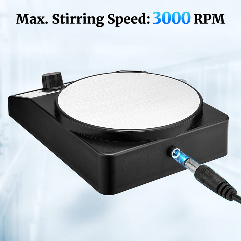 ANPOOZ Magnetic Stirrer with 4 PCS Stir Bars, Stir Plate 3000RPM Magnetic Mixer 3000mL Lab Stirrers (No Heating)