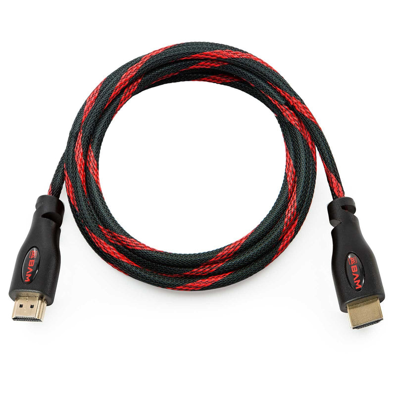 BAM 3 Pack High Speed 4K HDMI Cables - 6' Long 6 Feet