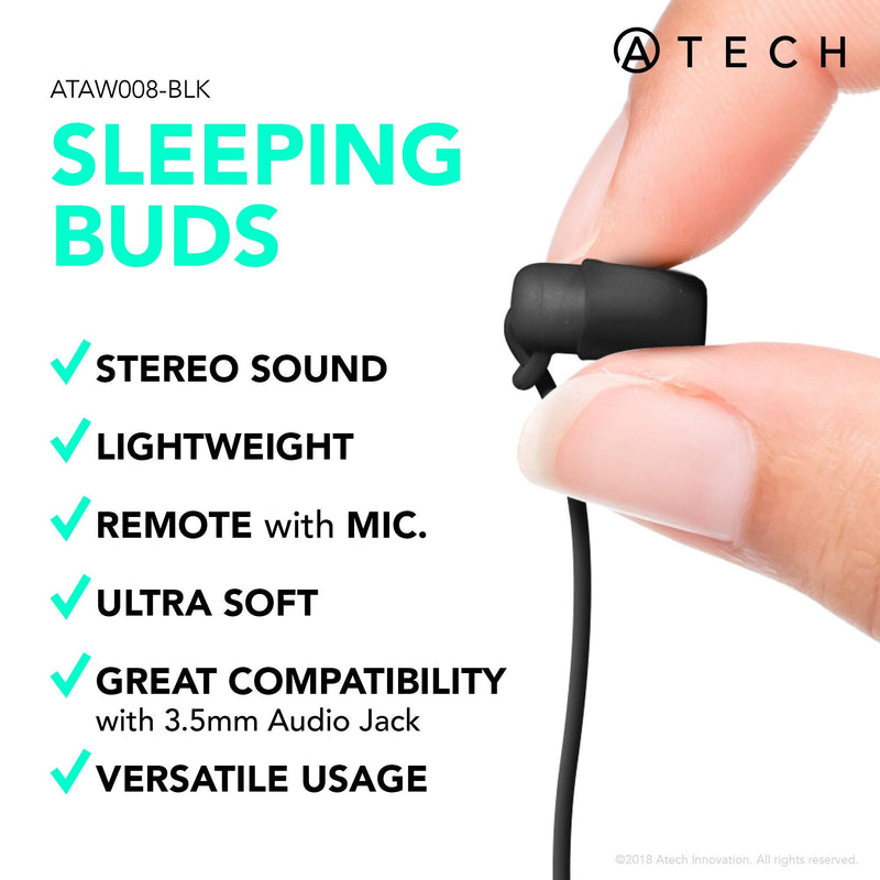 ATECH Ultra Flexible Silicon Sleeping Earbuds with Microphone Earplugs for Sleeping, Insomnia, Snoring, Air Travel, Relaxation, ASMR (Type 1 (S/M), White) Type 1 (S/M)