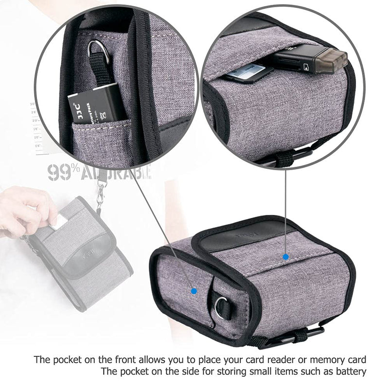 Compact Camera Case Point and Shoot Camera Pouch Compactible with Canon G7X Mark III G7X Mark II G5X Mark II Sony ZV-1 RX100VII RX100V RX100IV, Removable Shoulder Strap, Accessory Storage