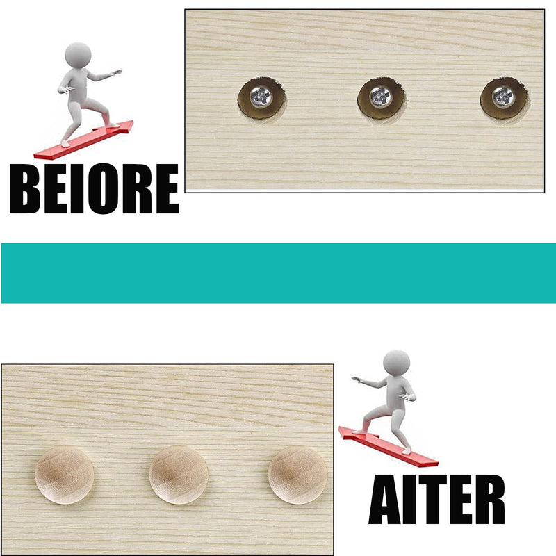 DGZ Store Wood Button Top Plugs 25mm/1inch Wood Plugs Hardwood, Screw Plug Wooden Hole Plugs Wood Caps Wood Screwfor Screw Holes Craft Furniture Woodworking (30x25mm Pack of 50), Natural Wood